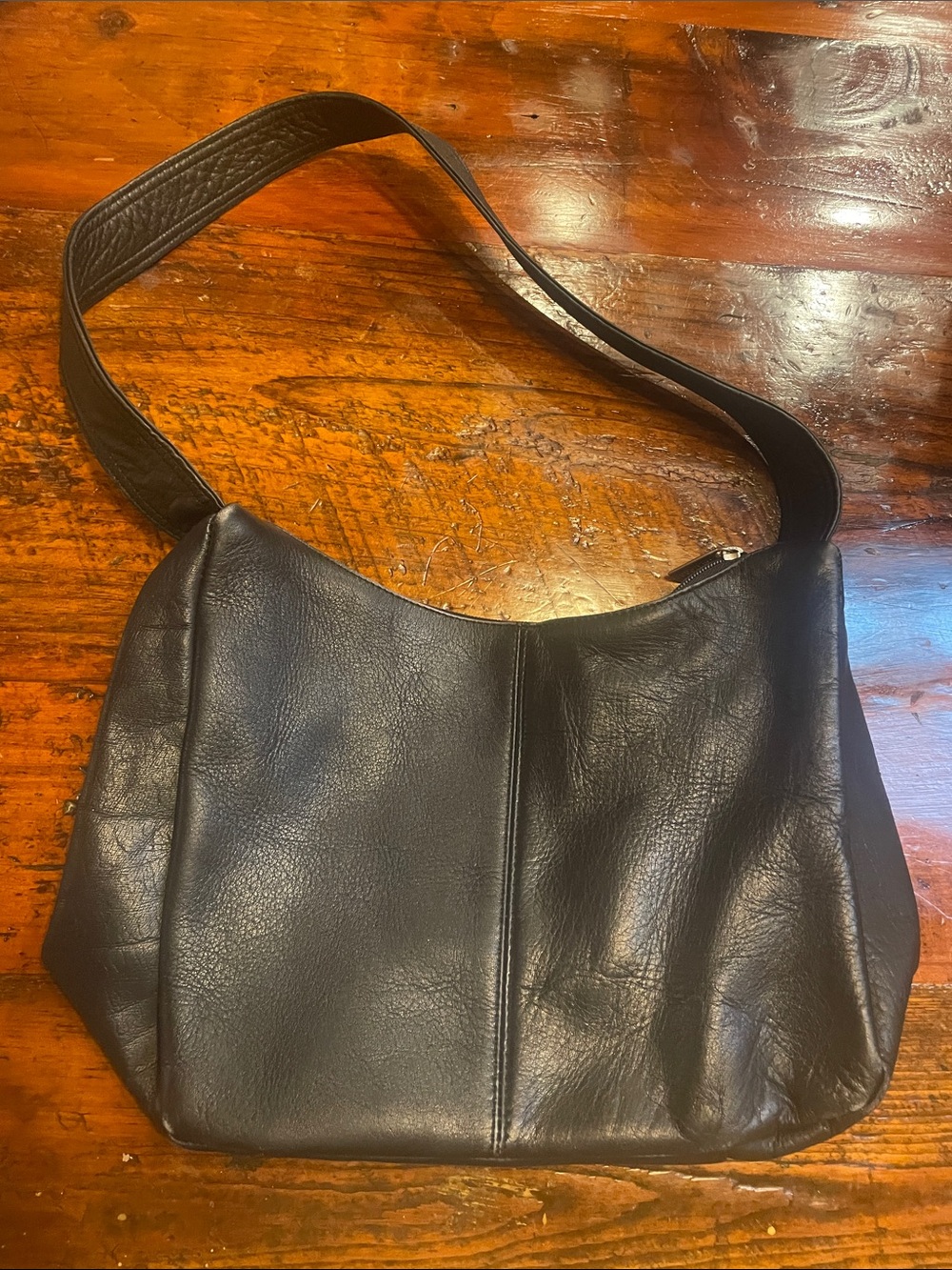 Everyday Black Leather Shoulder Hobo Bag Le Donne mint! 12x8